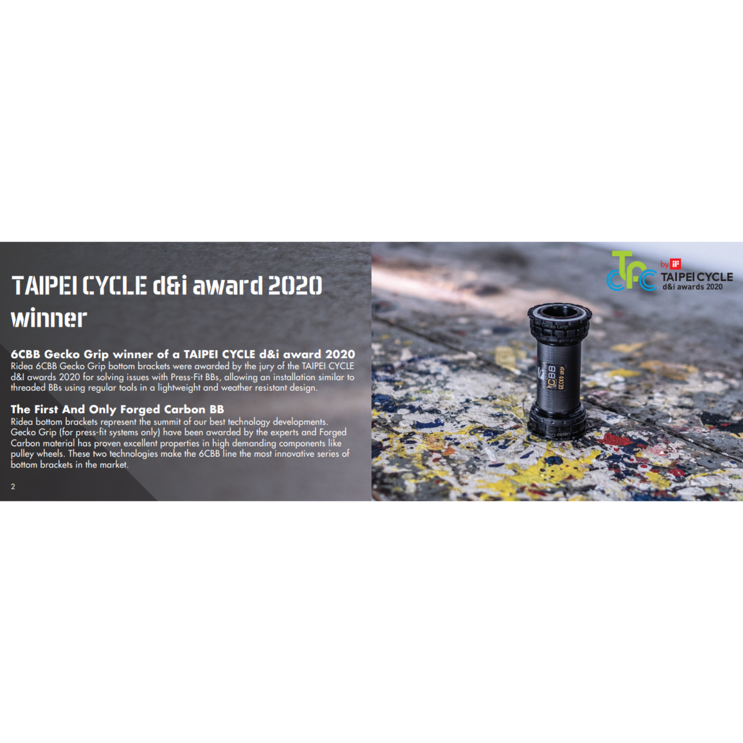 RIDEA - 6CBB Gecko Grip 壁虎環 鍛造碳纖維 陶瓷BB 系列